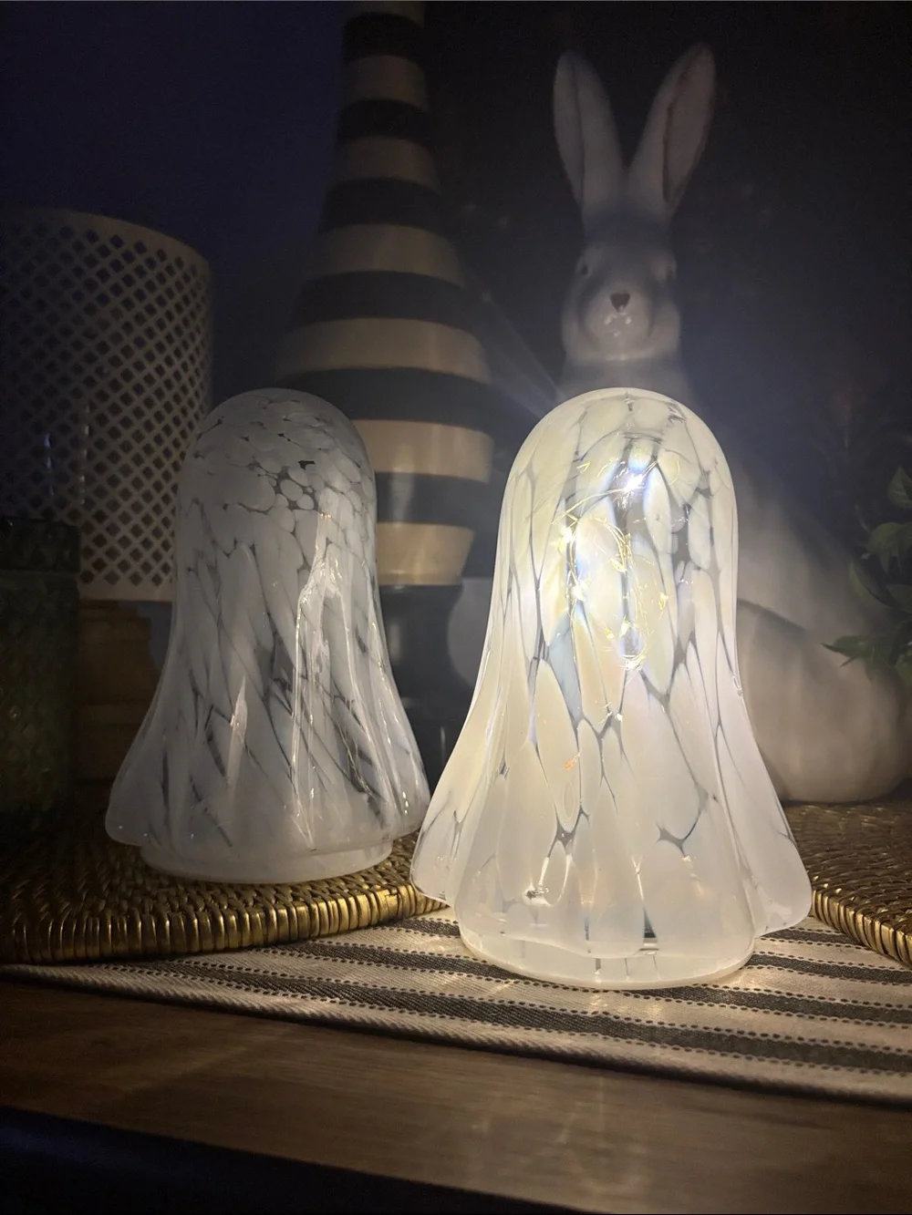 🆕Overjoyed Boutique Blown Glass Light Up Ghosts, Bundle Of 2
